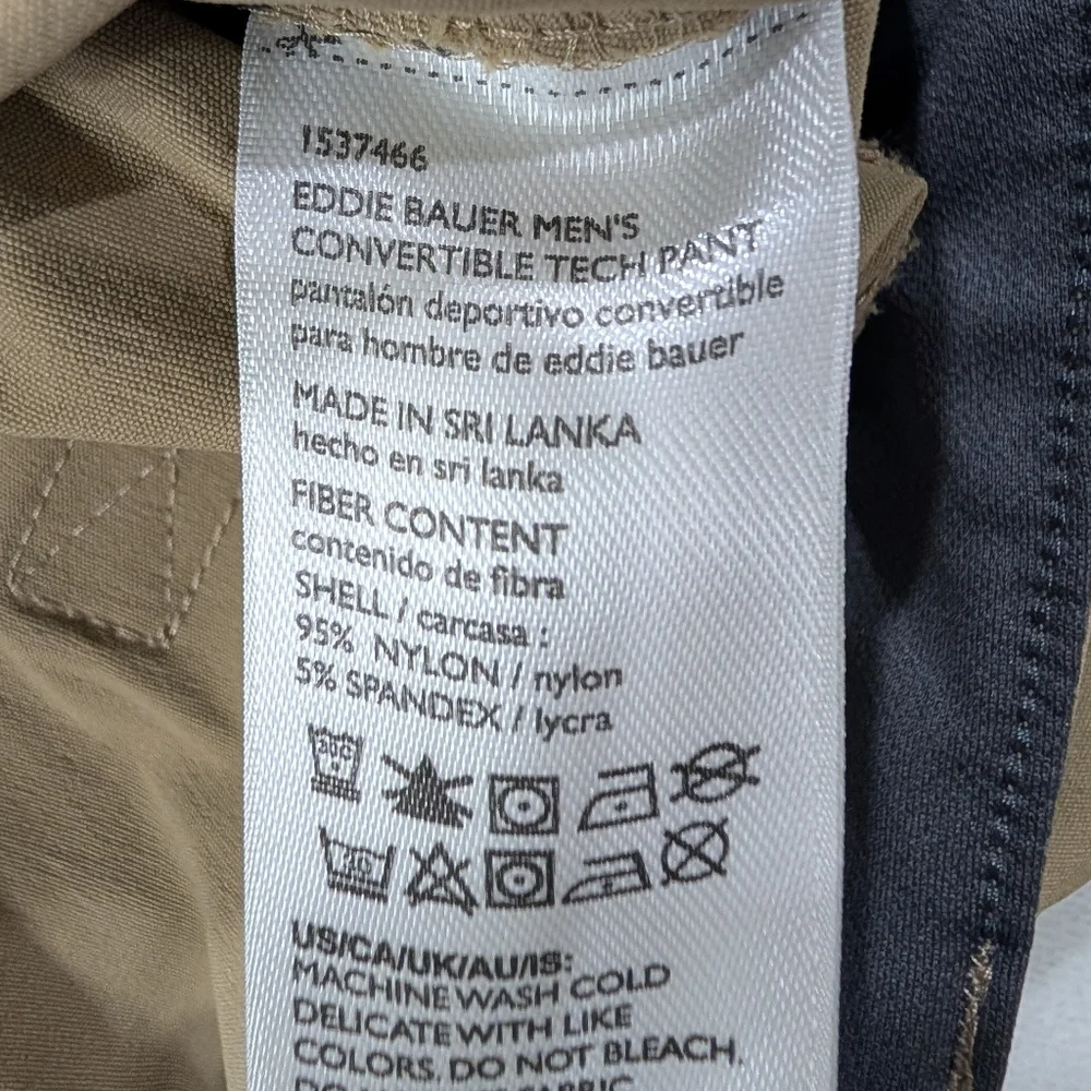 Eddie Bauer Men’s Convertible Tech Hiking Pants to‎ Shorts | Khaki 38x34